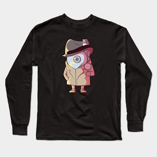 Hard Drive Inspector // Funny IT Cartoon Long Sleeve T-Shirt by SLAG_Creative